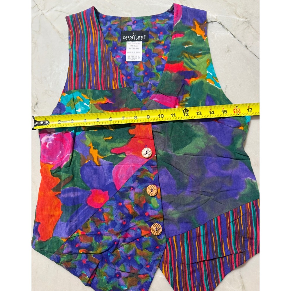 Carole Little Vintage 90s Abstract Floral Colorful Artsy Boho 80's Vest Sz 4 149 - Picture 5 of 8